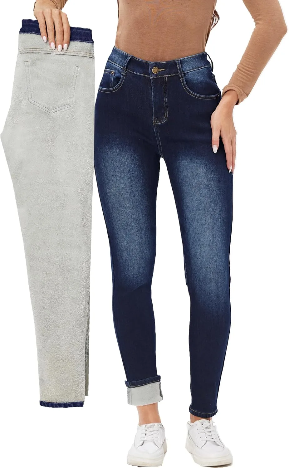 

Женские зимние джинсы Heipeiwa с флисовой подкладкой, утепленные