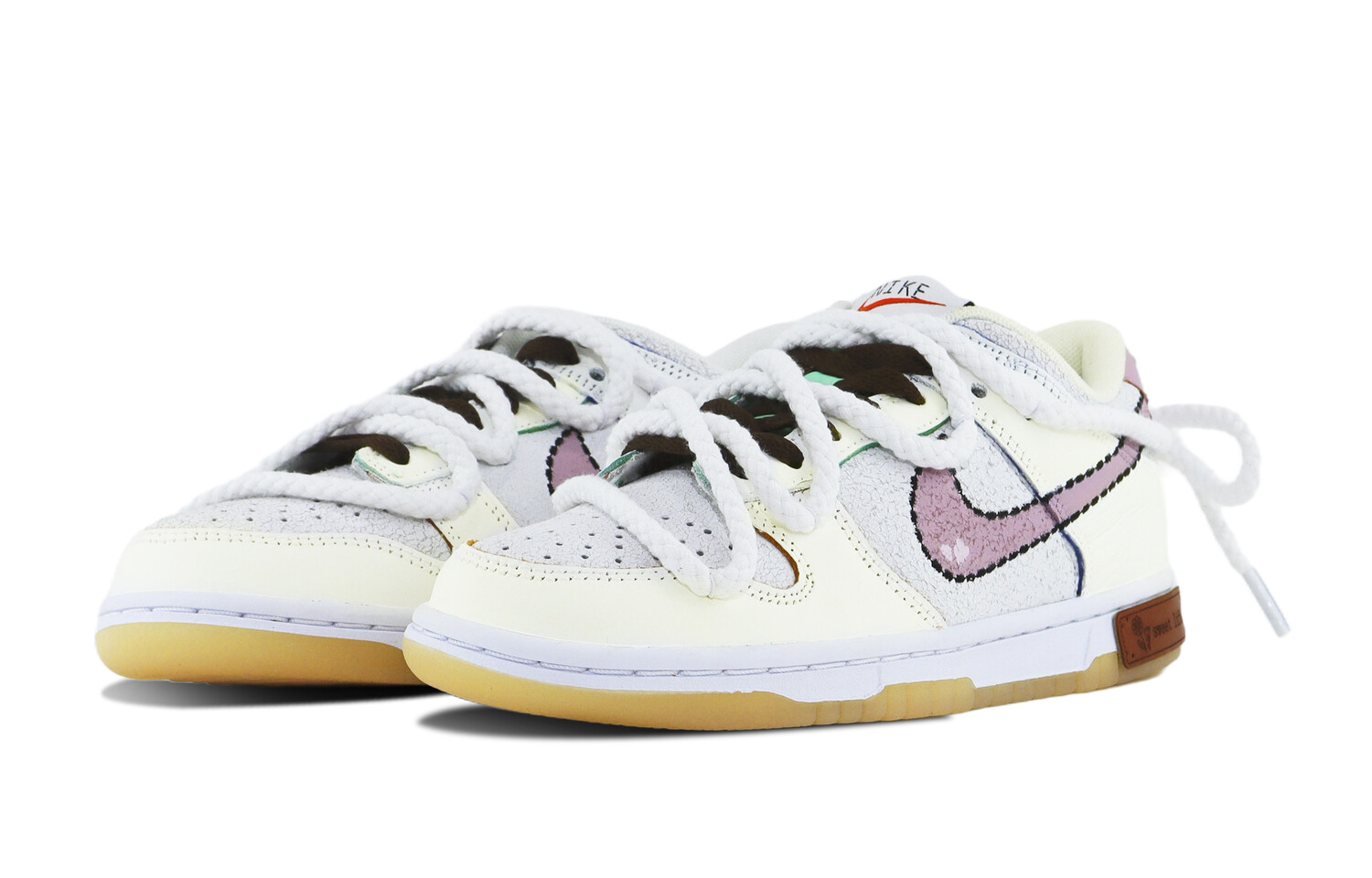 

Кроссовки для скейтбординга Dunk женские с низким верхом бежево-розовый Nike