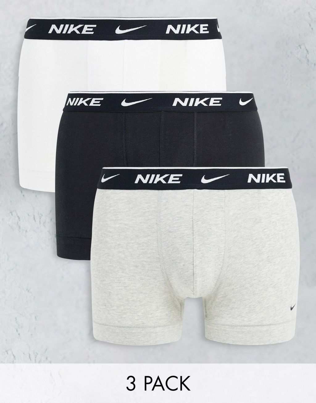 

Три пары хлопковых эластичных плавок Nike черного/серого/белого цвета