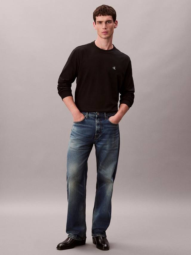 Футболка Relaxed Fit с длинным рукавом и монограммой из хлопка Calvin Klein — фото 3
