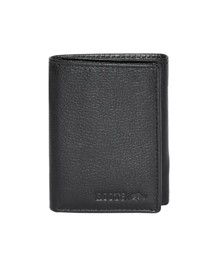

Мужской кожаный трехстворчатый кошелек Men Leather Trifold Wallet Roots, черный