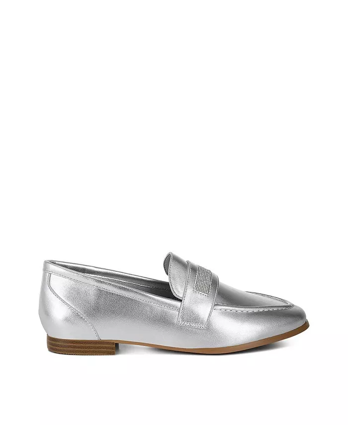 Лоферы Eden Ode Rhinestone Strap Metallic Loafers Rag & Co, серебряный