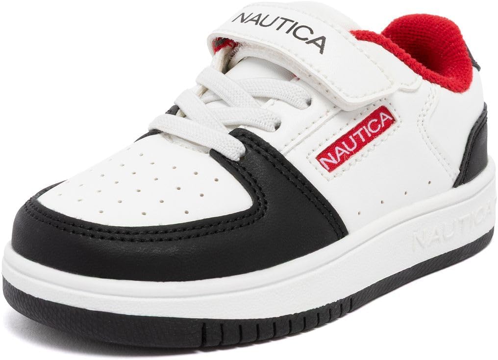 

Детские кроссовки Nautica с регулируемыми ремешками, Удобные повседневные кеды для мальчиков и девочек, малышей и маленьких детей, белый/черный/красный