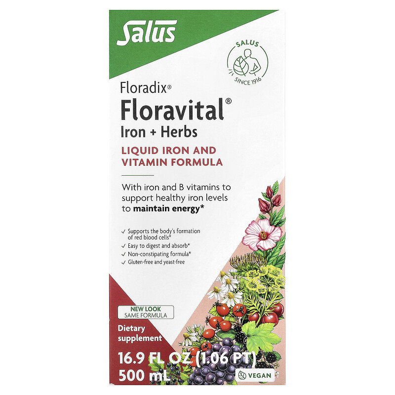 

Floradix, Floravital Iron + Herbs, 500 мл (16,9 жидк. унц.)