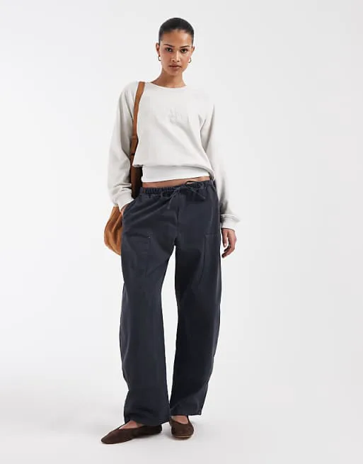 

Черные хлопковые брюки GAP бочонок