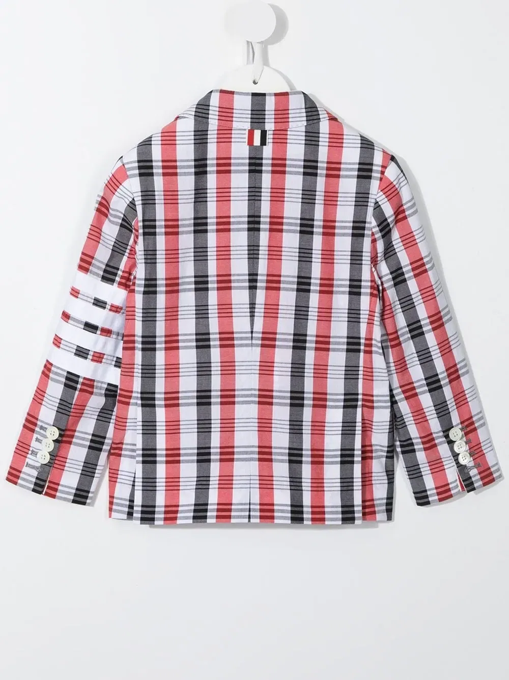 Блейзер с клетчатым принтом Thom Browne Kids, красный — фото 2