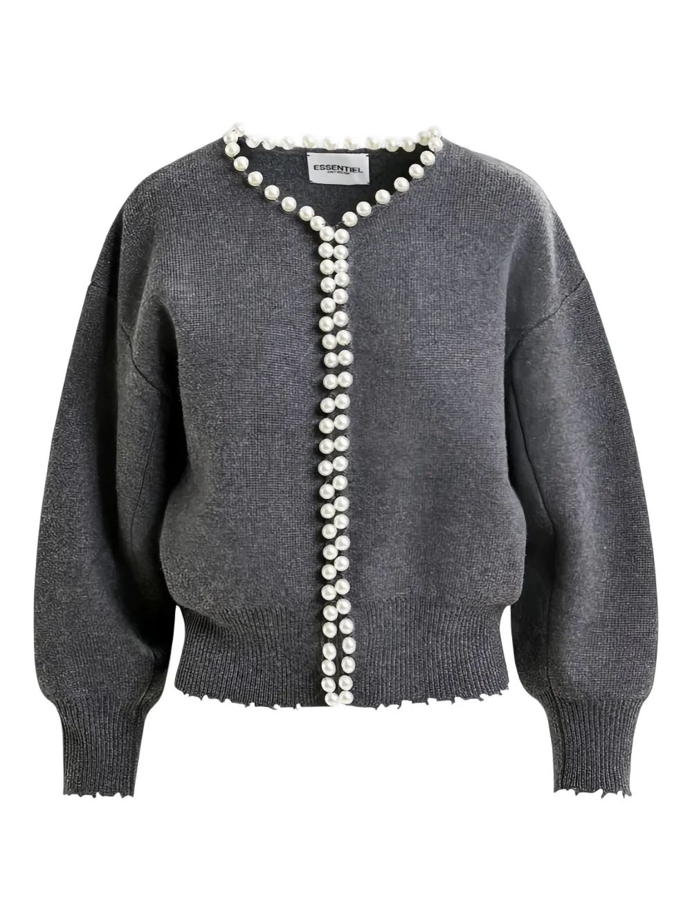 

Кардиган, украшенный жемчугом Essentiel Antwerp, серый