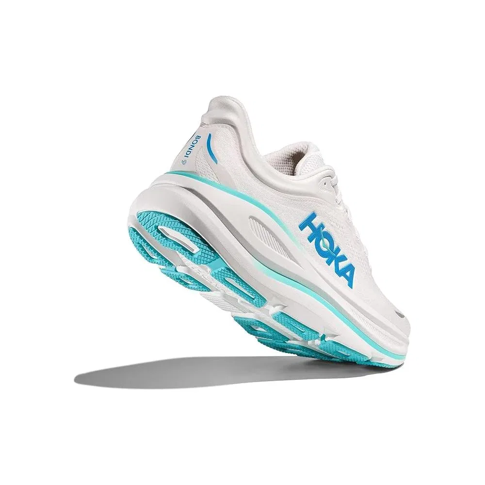 Мужские беговые кроссовки Hoka Bondi 9 - бело-синие — фото 3