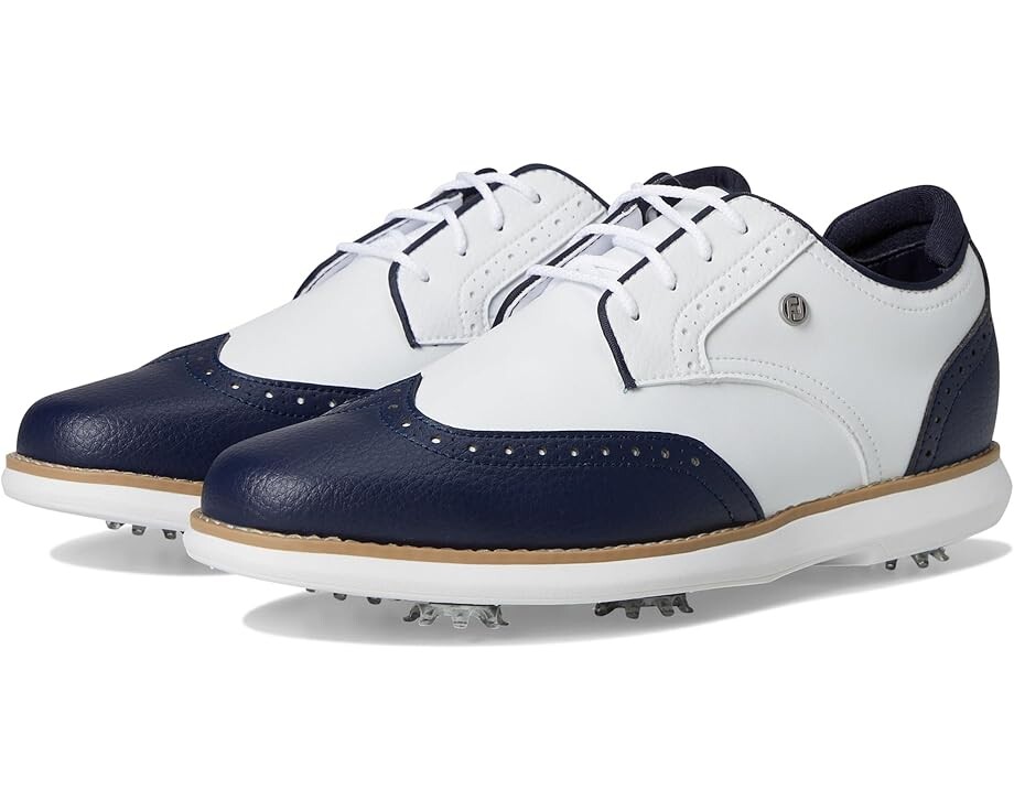 Кроссовки FootJoy Traditions Shield Tip Golf Shoes, цвет White/Navy/White
