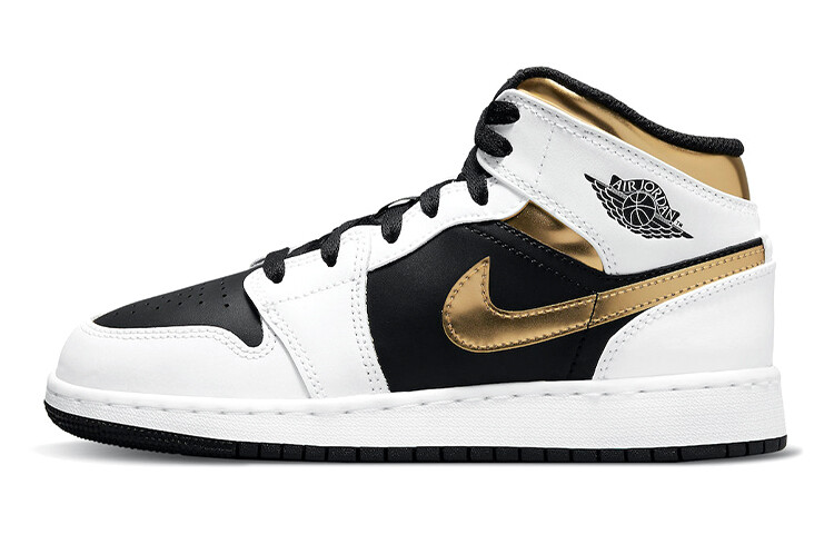 

Кроссовки Jordan 1 Mid White Gold Black GS