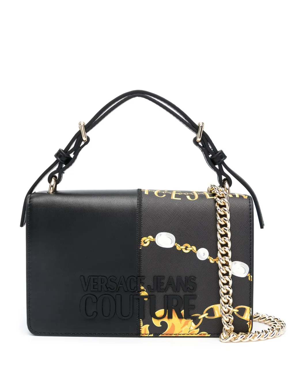 

Сумка-тоут с тисненым логотипом Versace Jeans Couture, черный