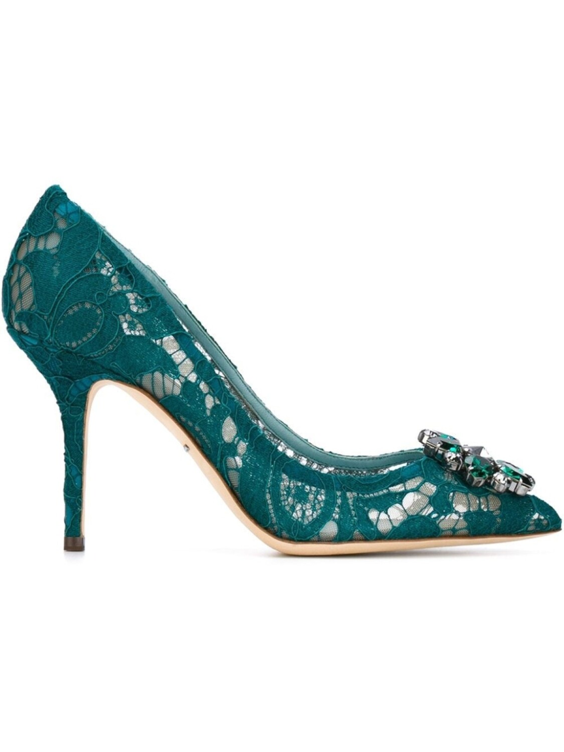 Dolce & Gabbana декорированные кружевные туфли, зеленый