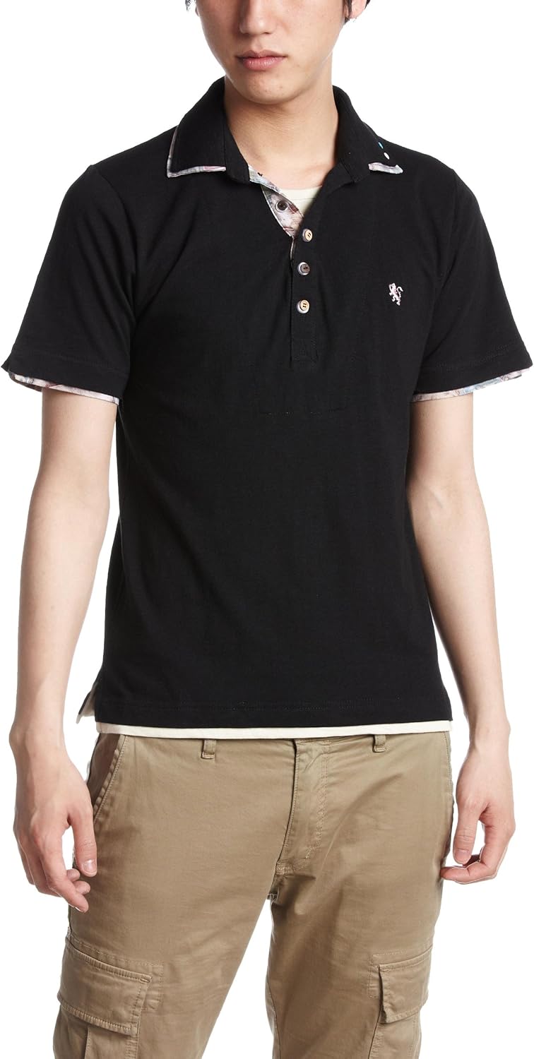 

Поло PINC PONC с воротником из двух частей, курортный узор Pincponc, черный