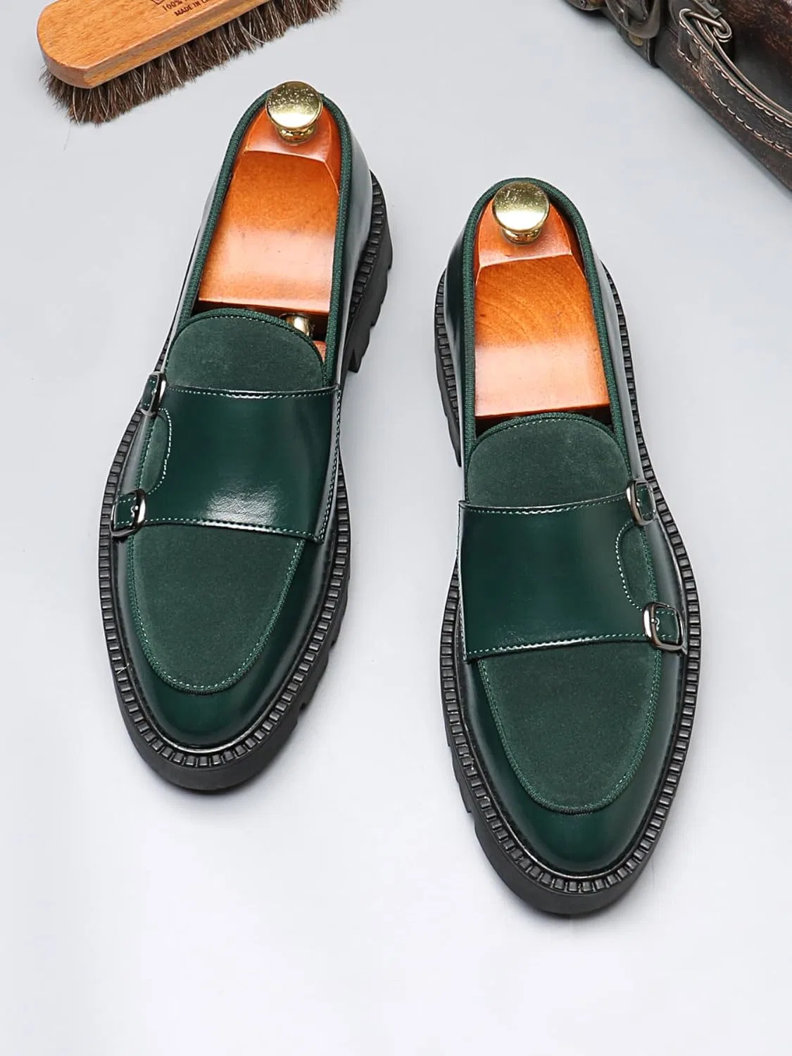 Лоферы Platform Monk Strap, Green SJIUTLYUE — фото 4