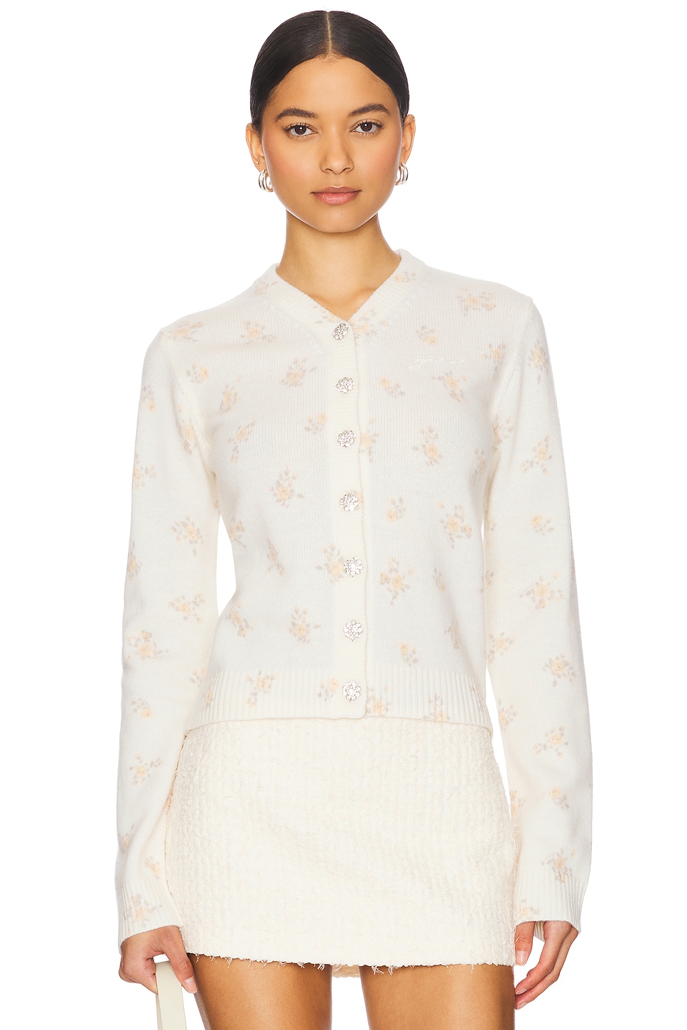 

Кардиган из мериносовой шерсти с принтом Ganni, antique white