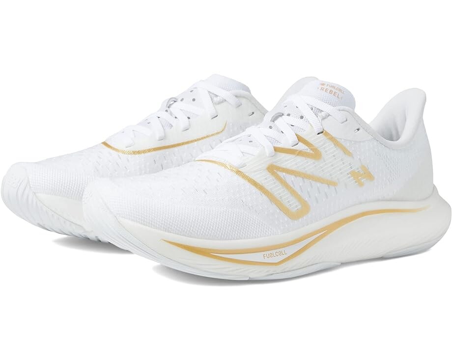 

Кроссовки New Balance FuelCell Rebel v3, цвет White/Gold Metallic