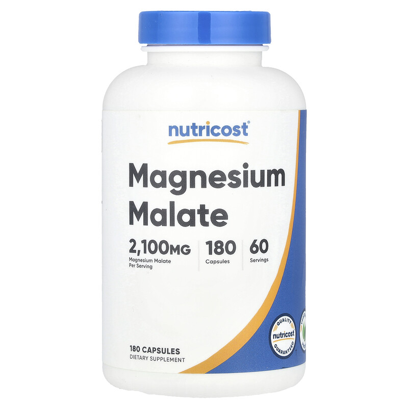 

Nutricost, Малат магния, 2100 мг, 180 капсул (700 мг на капсулу)