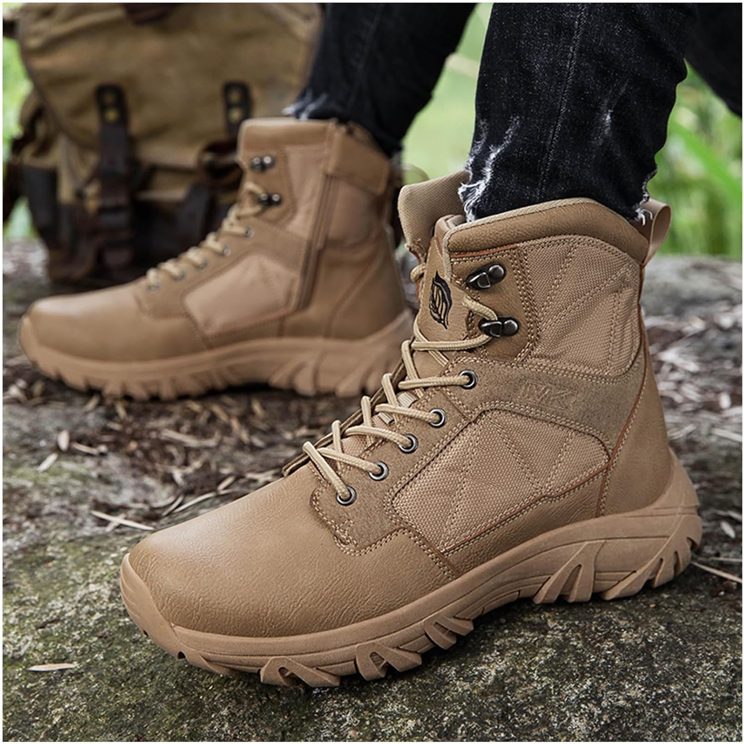 Мужские тактические ботинки Легкие походные ботинки Кожаные ботинки Botas militares para hombre Ботинки для мотоцикла Zivopah, Sand — фото 4