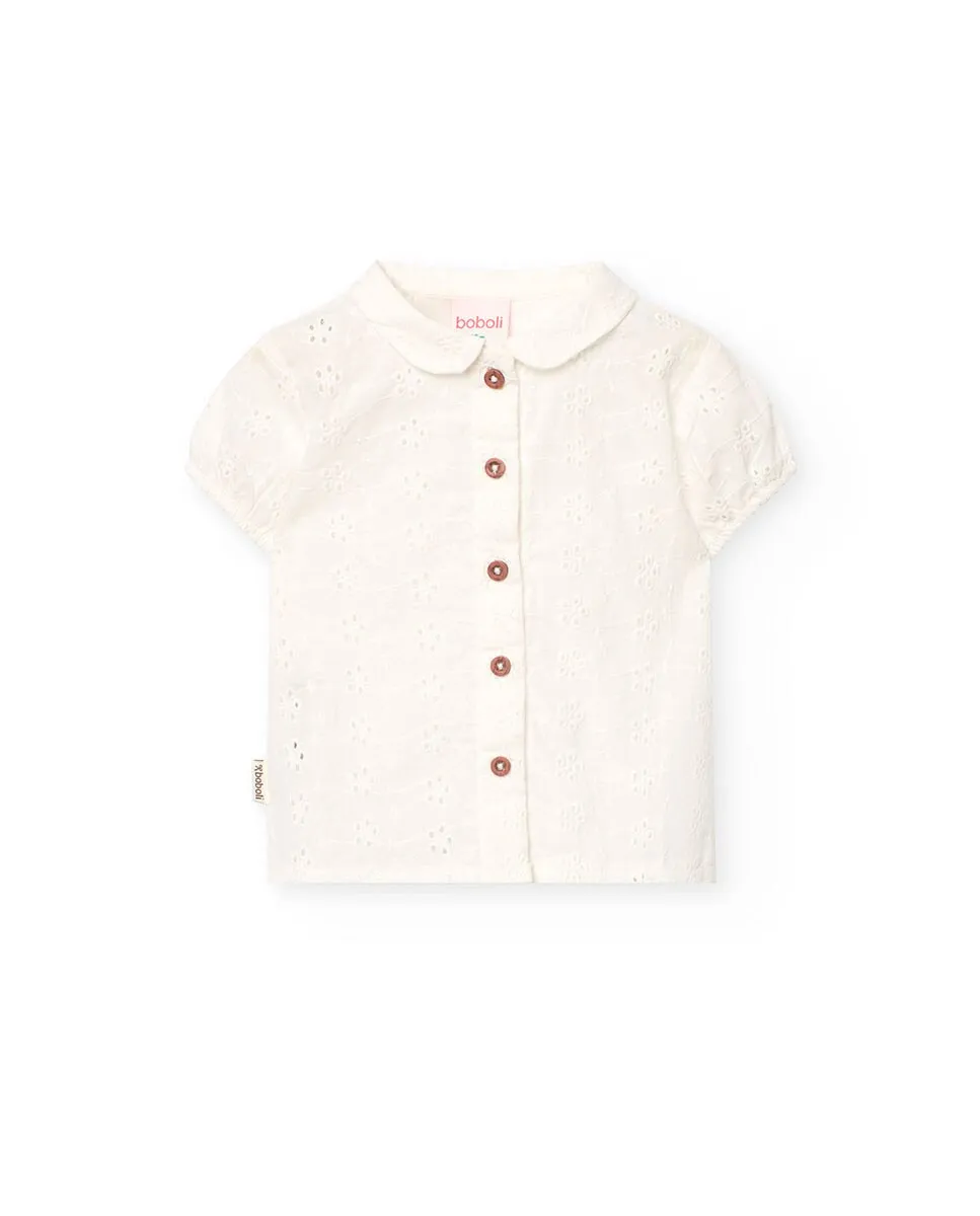 

Вышитая батистовая рубашка для девочки Boboli, белый