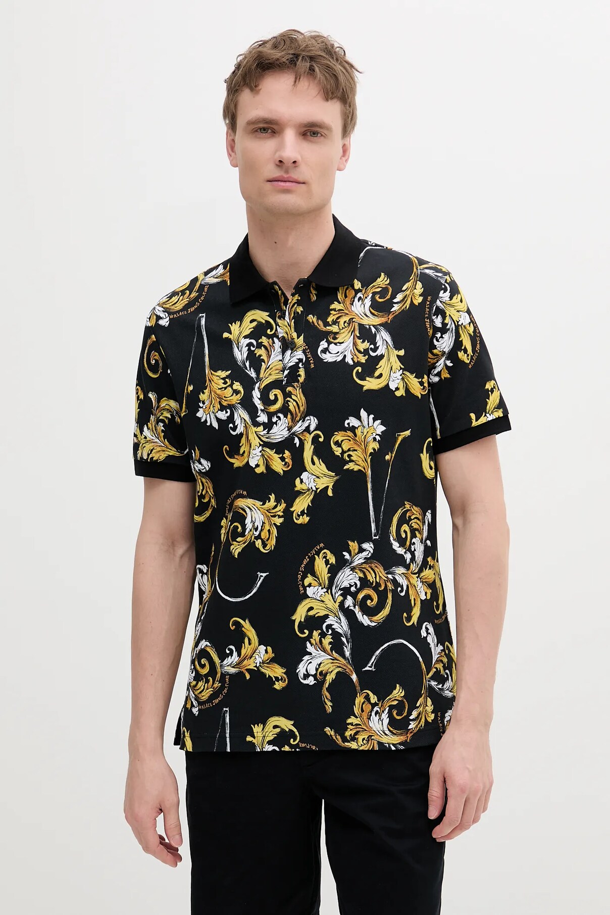 

Поло из хлопка Versace Jeans Couture, черный