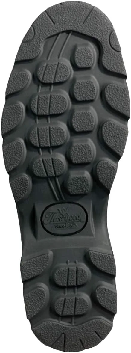 

Мужские рабочие туфли Thorogood Soft Streets Plain Toe Oxford - премиальная черная кожа с удобной стелькой и противоскользящей подошвой; соответствует требованиям Berry и сертифицированы для почтовой доставки, черный