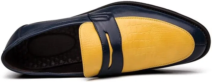 Лоферы мужские кожаные Formal Shoes, двухцветные, желто-синие PUGHGAETZF — фото 3