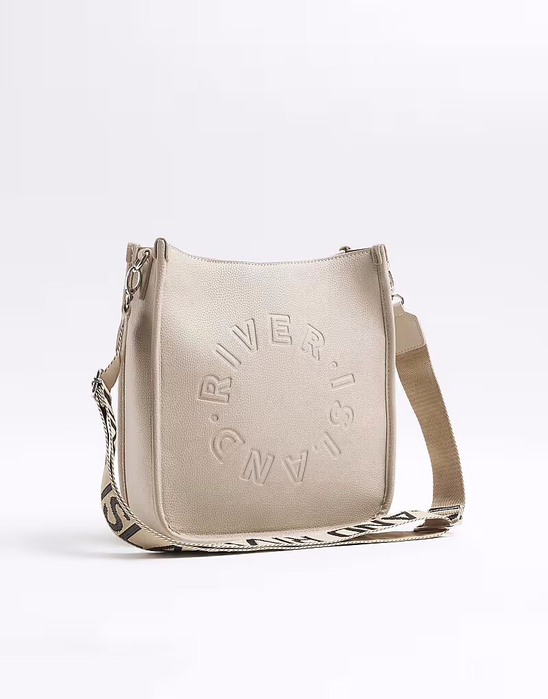 

Сумка-мессенджер River Island Logo бежевого цвета