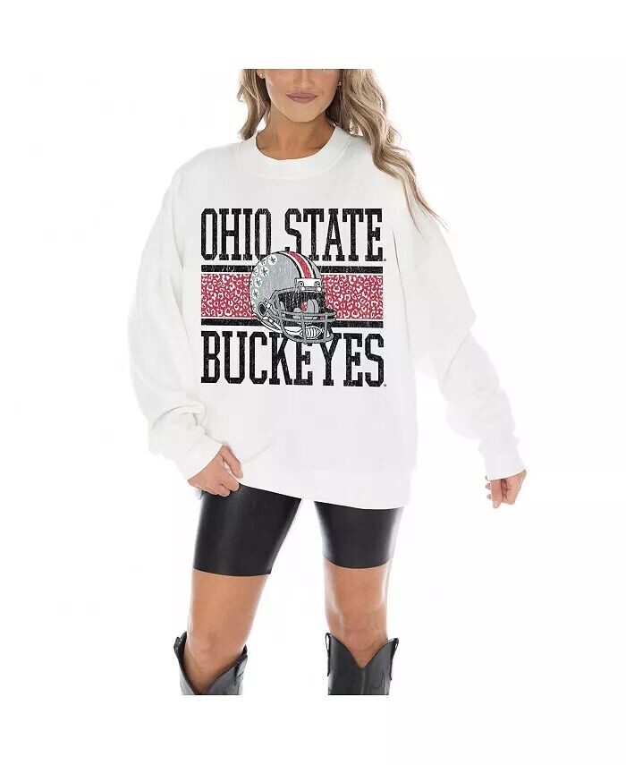 

Женская белая толстовка-пуловер Ohio State Buckeyes Fair Catch Gameday Couture