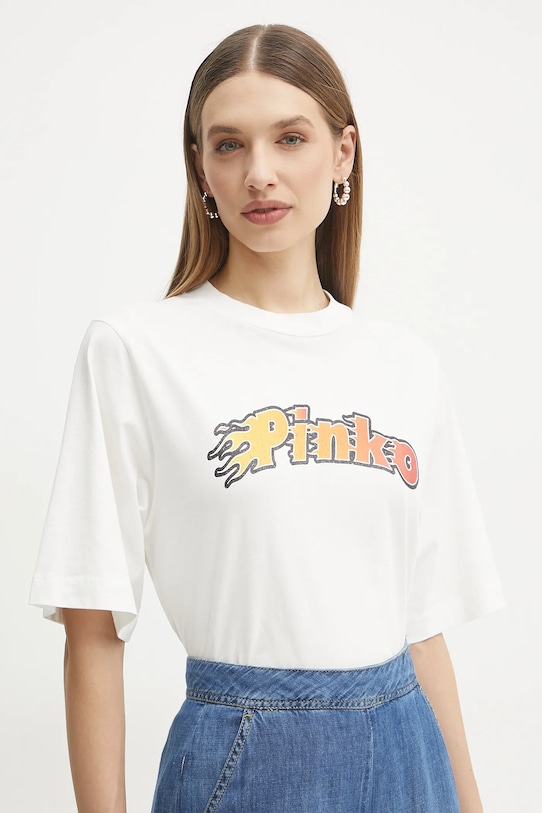 

Хлопковая футболка Pinko, белый