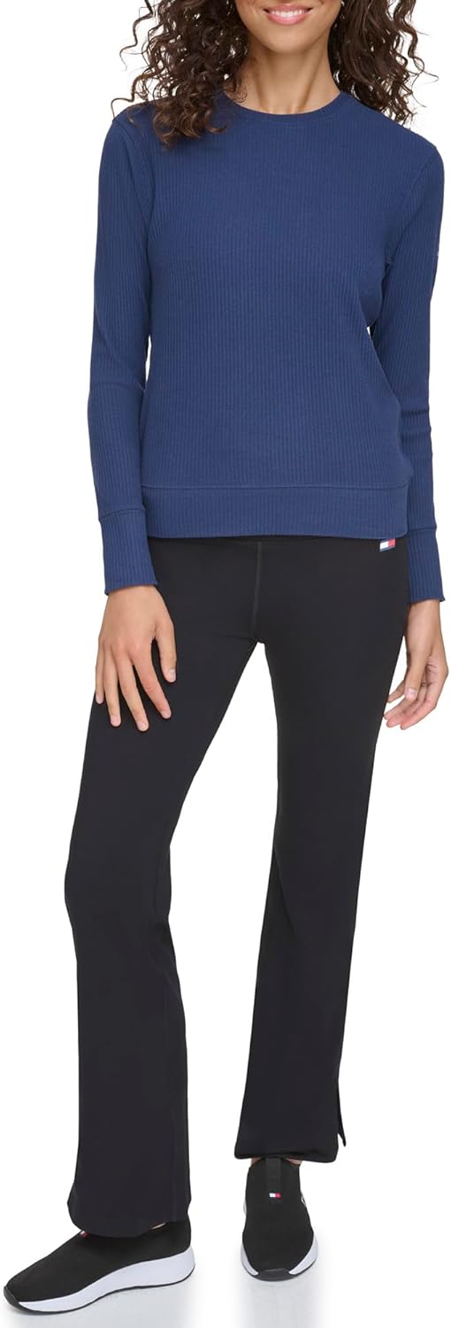 

Женская рубашка Tommy Hilfiger с длинными рукавами, круглым вырезом и отверстиями для больших пальцев, Navy