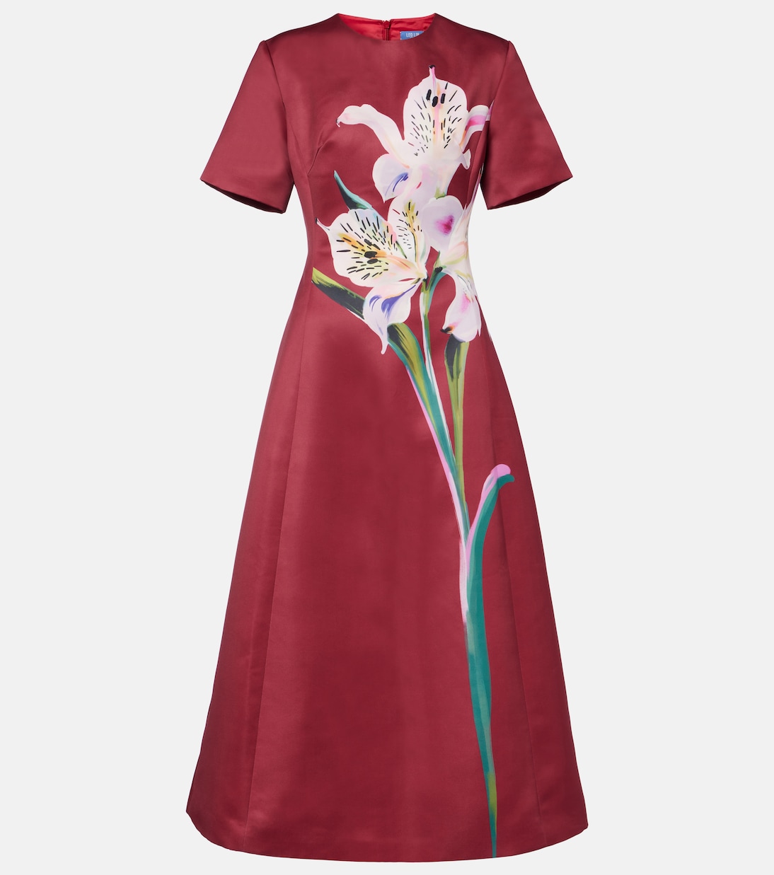 

Кэролайн цветочное сатиновое платье миди Leo Lin, Lily Print In Burgundy