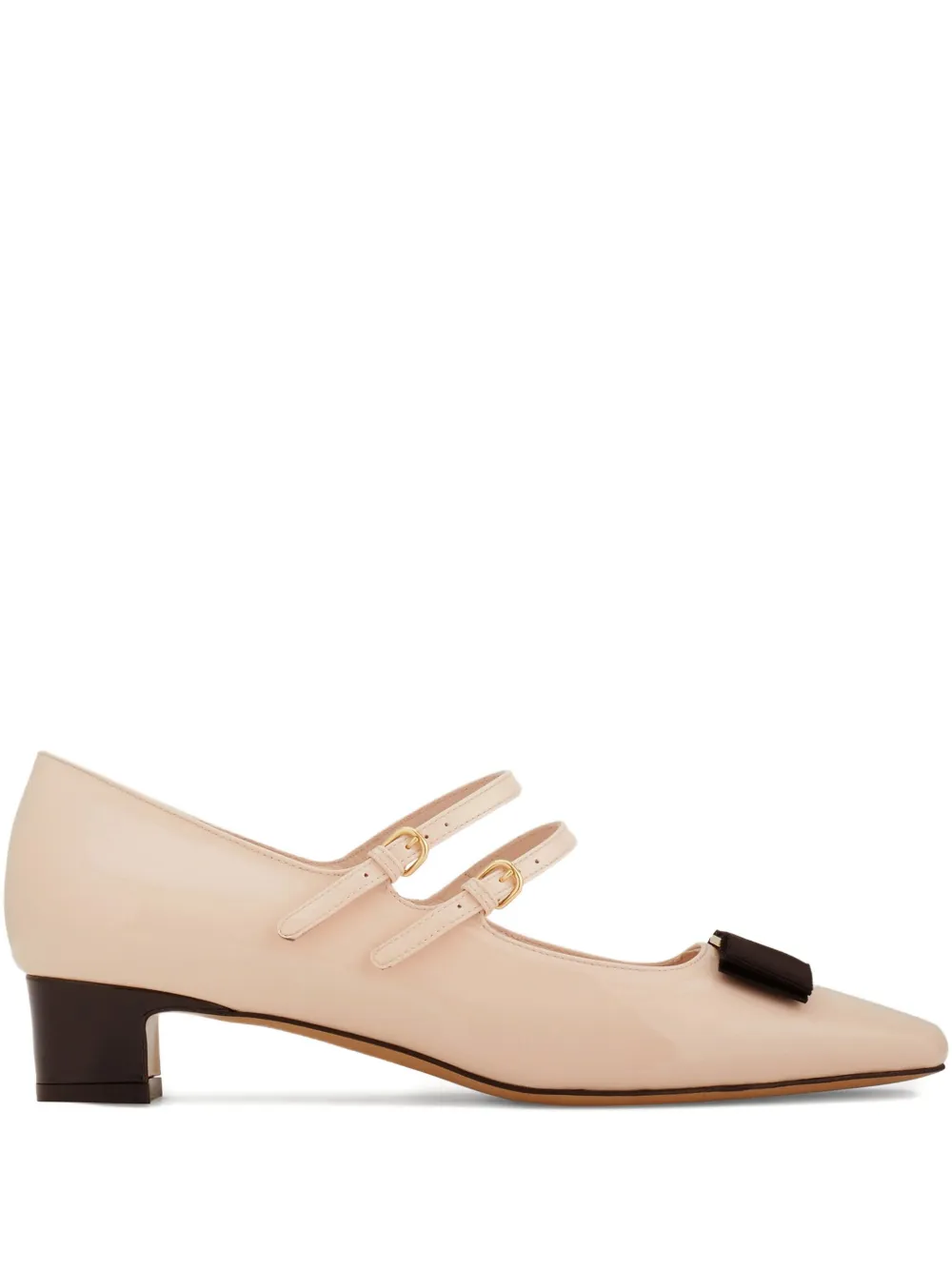 Туфли Vara Bow на блочном каблуке Ferragamo, нейтральный