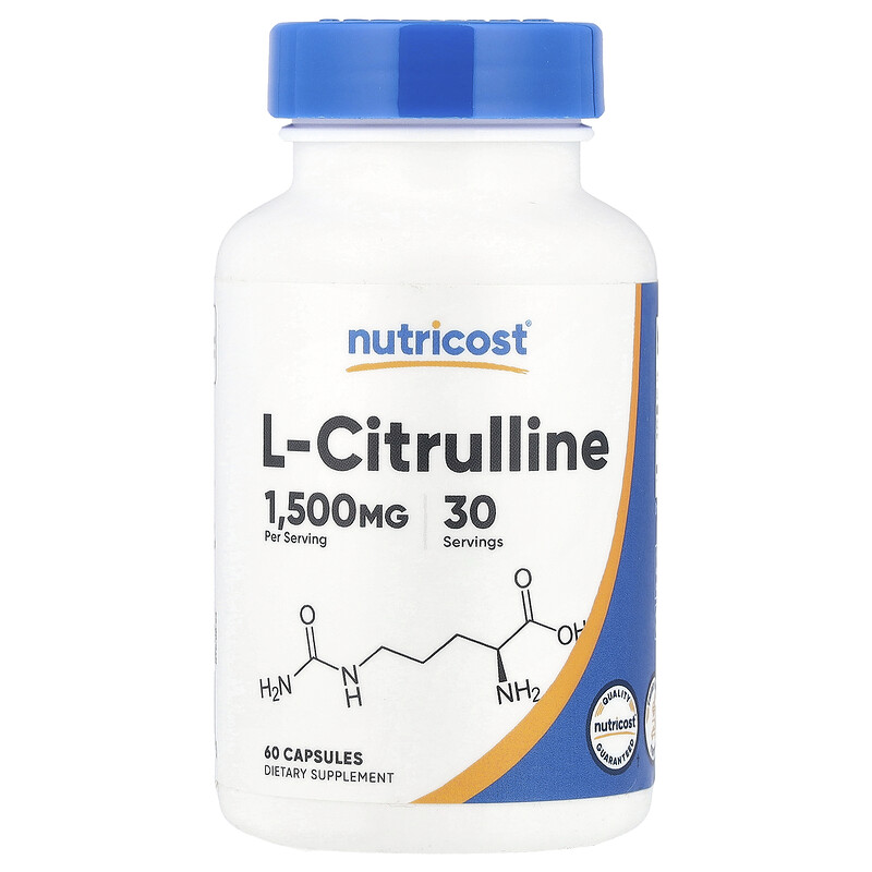 

Nutricost, L-цитруллин, 1500 мг, 60 капсул (750 мг на капсулу)