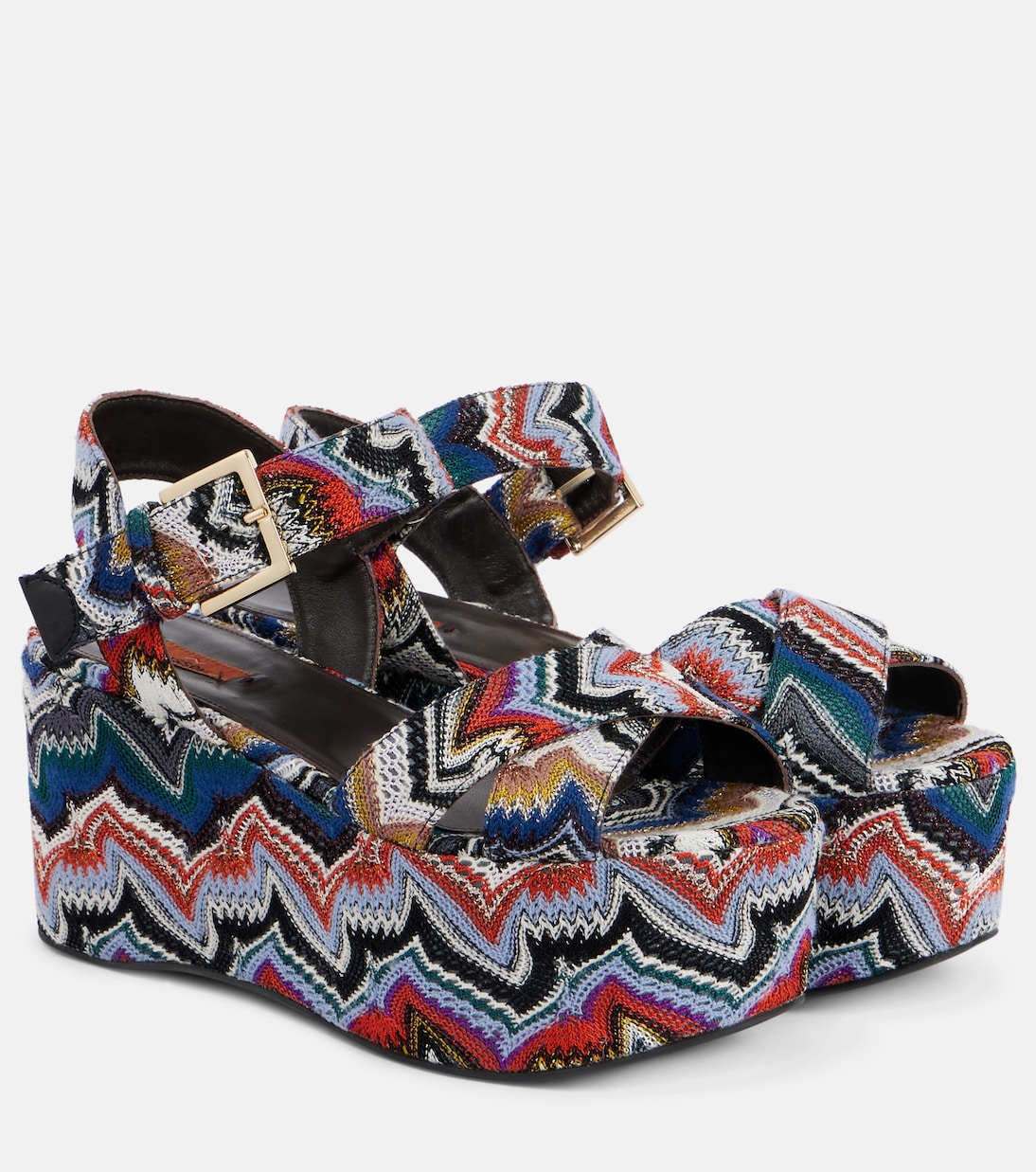 Босоножки Julia Raschel на платформе с ламе Missoni, синий