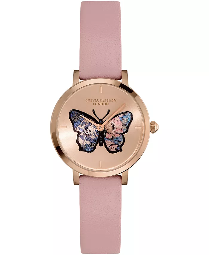 

Женские часы Signature Butterfly с сетчатым браслетом из нержавеющей стали с розовым золотым покрытием, 28 мм Olivia Burton