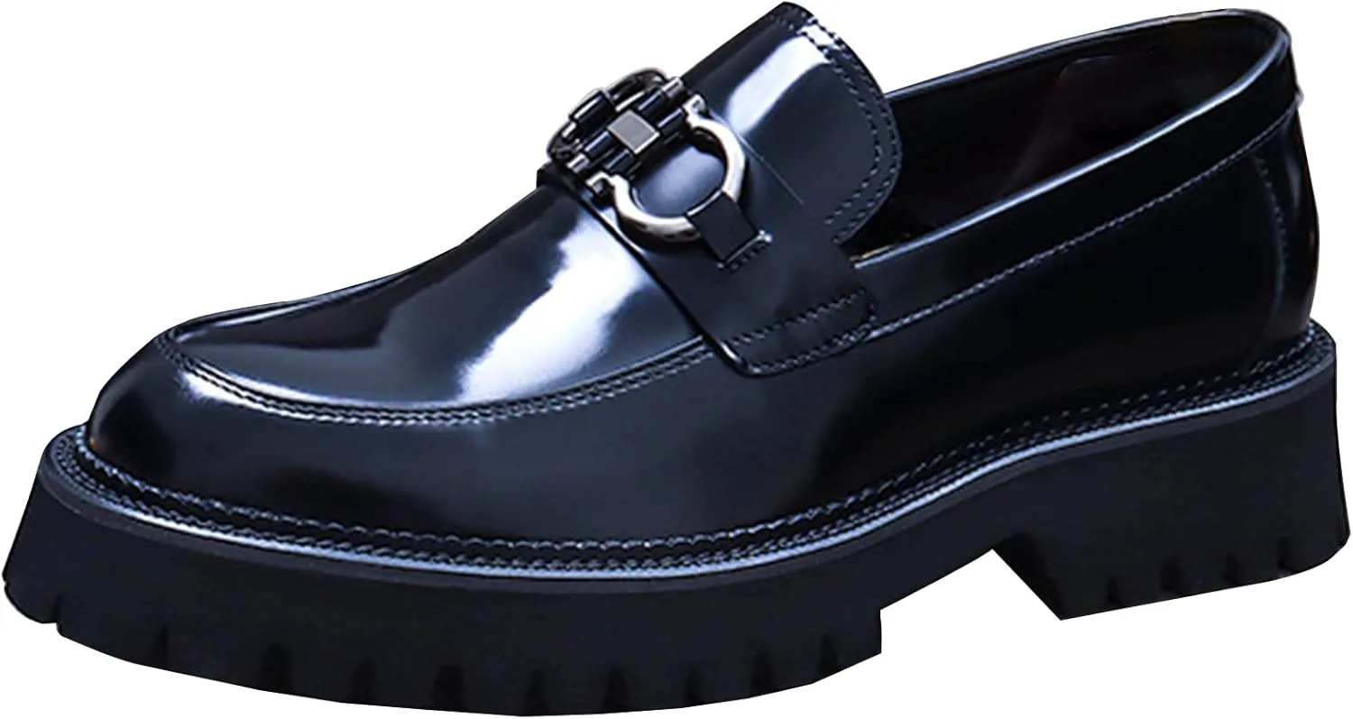 

Мужские лоферы с круглым носком, лодочные туфли из натуральной кожи, прогулочные туфли с пряжкой, повседневная кожаная обувь для мужчин HLASMSPE, черный