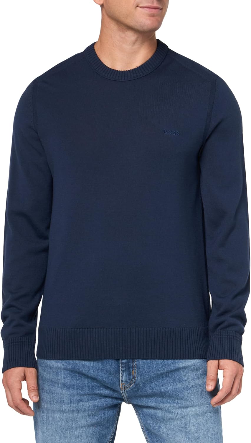 

Свитер BOSS из шерстяной смеси с маленьким логотипом, Blueberry Blue