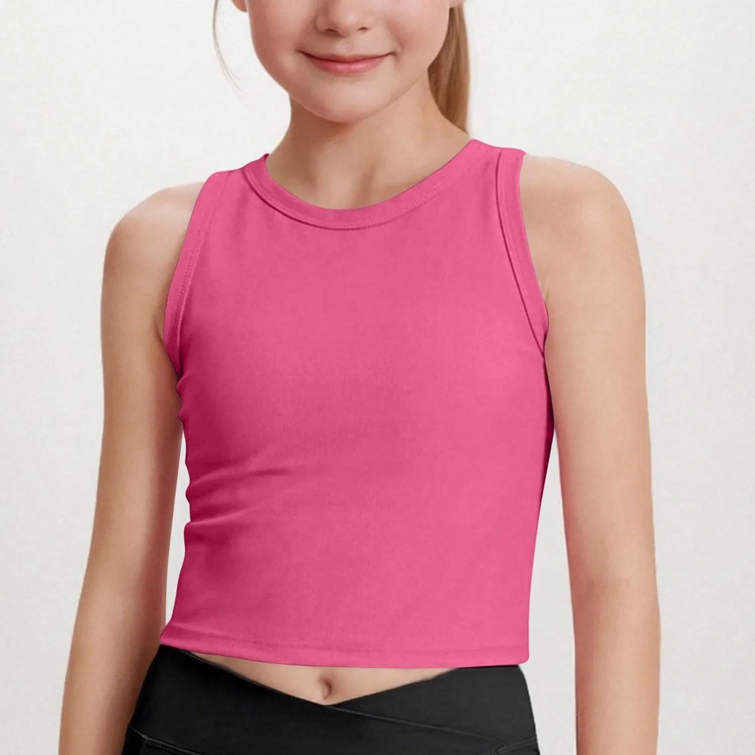 Детский топ-борцовка Ribbed Knit, Zzalalana, Hot Pink — фото 2