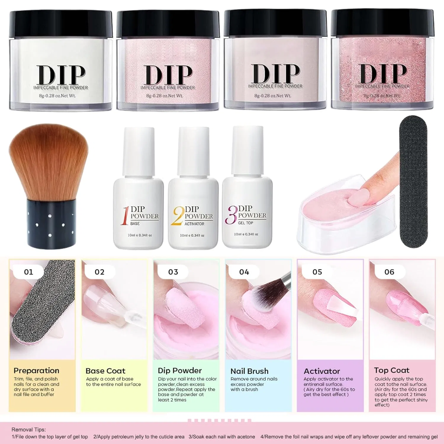 Набор для наращивания ногтей Dip Powder, 4 цвета Joygoodta, Pink — фото 3