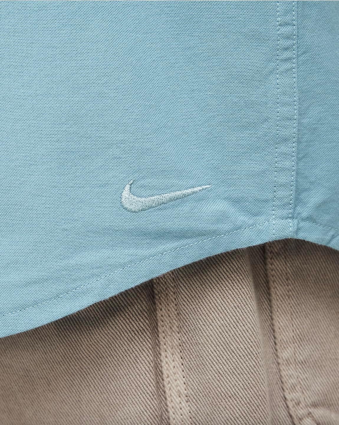 Мужская рубашка Oxford с длинным рукавом и застежкой на пуговицы Nike Life, Denim Turquoise — фото 4