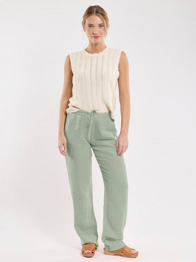 

Брюки из чистого льна с завязками Armor Lux, цвет Light Green