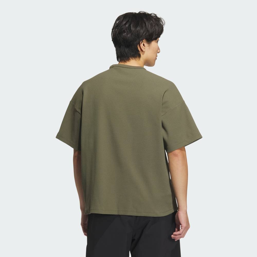 Футболка с коротким рукавом свободного кроя из вафельной ткани Adidas, green — фото 2