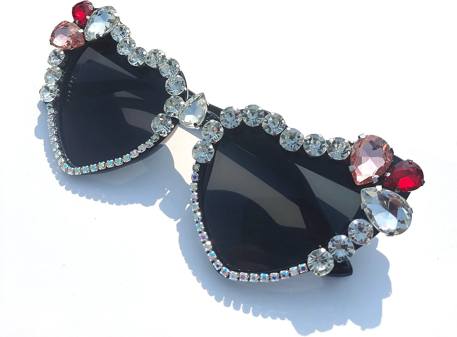 

Солнцезащитные очки Willochra в форме сердца со стразами, модные женские солнцезащитные очки с бриллиантовым блеском для вечеринки, хрустальные очки, Black White