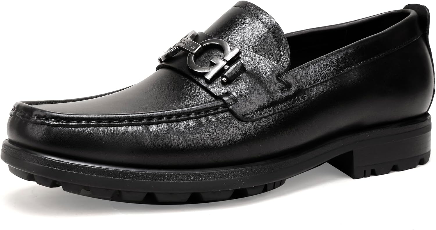 

Мужские повседневные туфли GOLDEN COXES, премиальные формальные лоферы с пряжкой, деловые слипоны, пенни-лоферы для мужчин Golden Coxes Family, черный