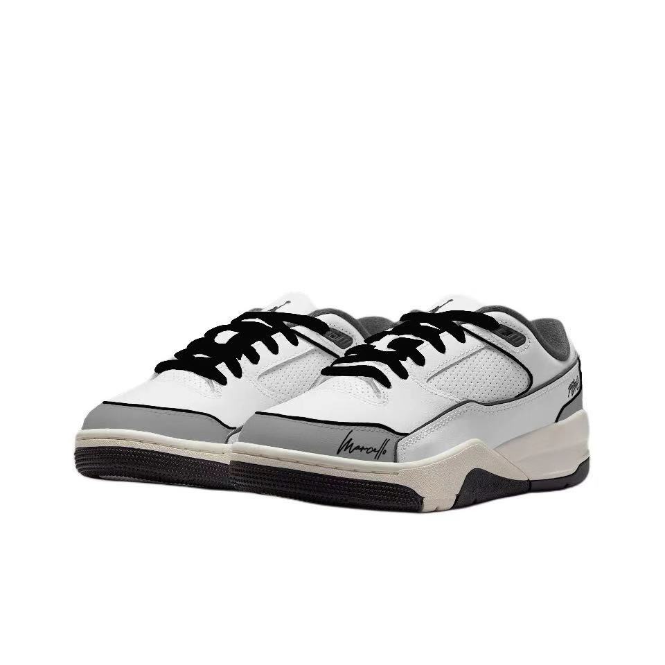FLIGHT COURT Mist Obsidian устойчивые к истиранию низкие баскетбольные кроссовки Unisex серый белый Jordan, экрю — фото 4