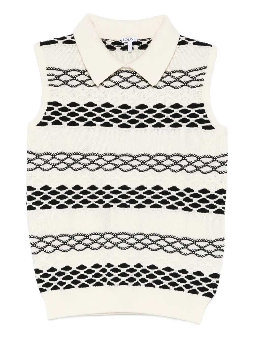 

Топ с отложным воротником и узором Loewe, белый