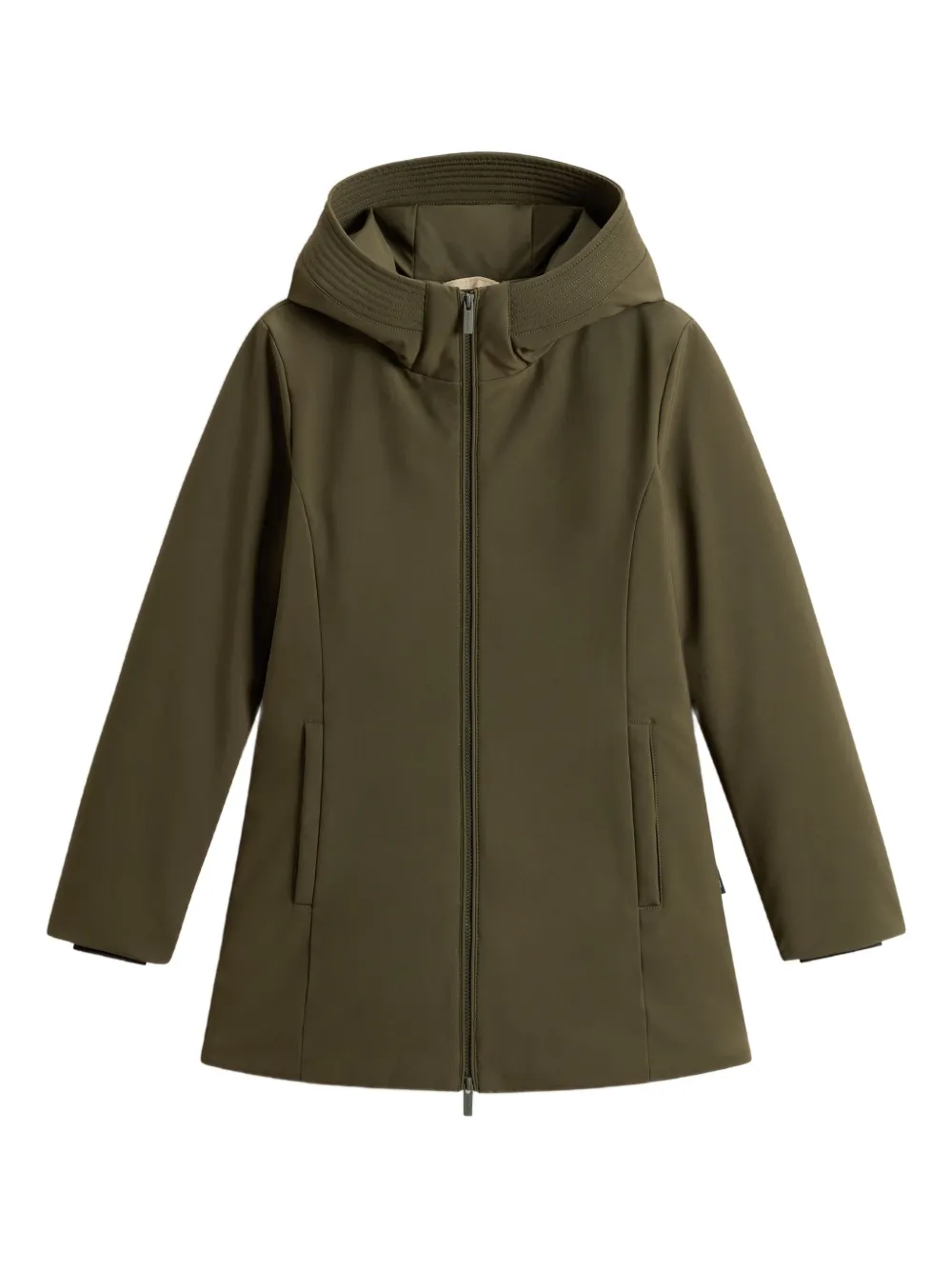 

Пальто на молнии с капюшоном WOOLRICH, зеленый