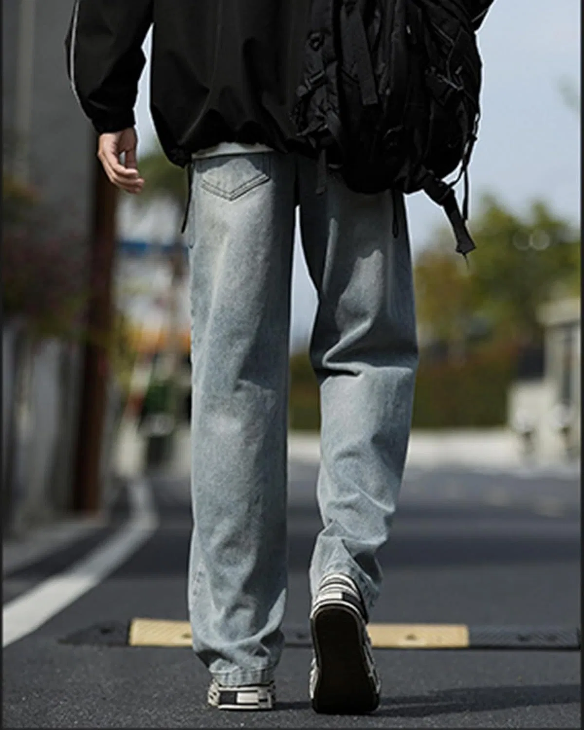 Джинсы, свободный крой, Men's Street Trend Hip Hop Style, Ностальгический синий — фото 3