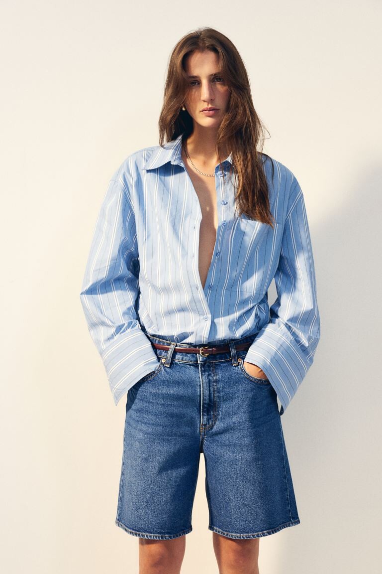 

Джинсовые шорты-бермуды H&M, синий