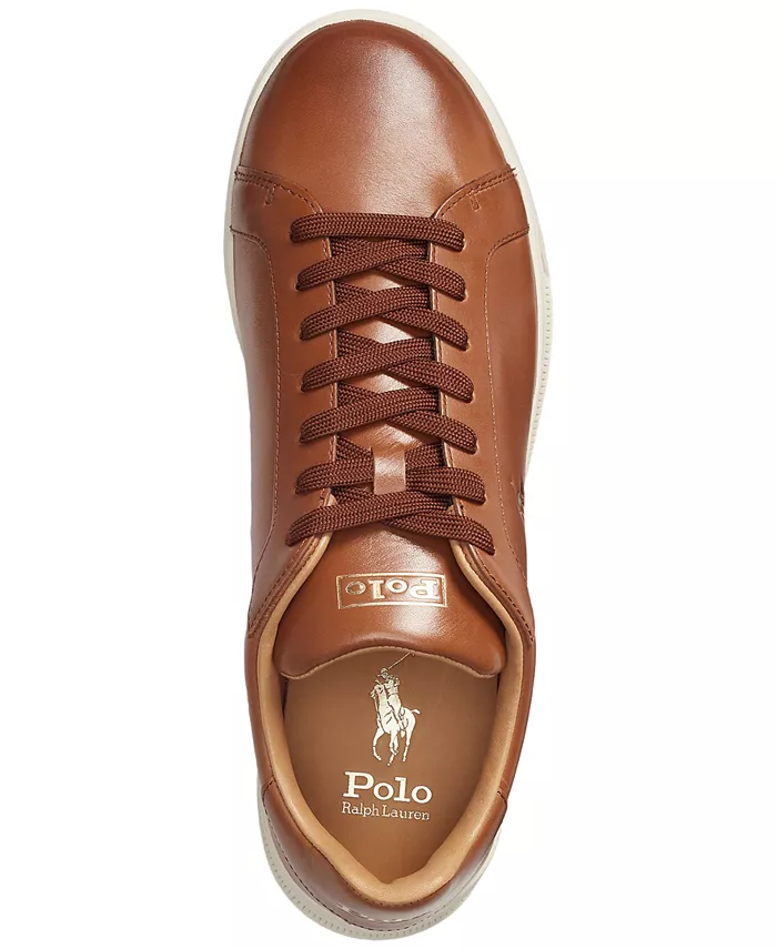 Мужские кожаные кроссовки Heritage Court II Polo Ralph Lauren, коричневый — фото 4